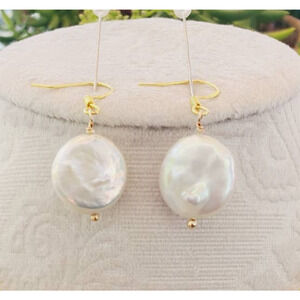 Coin Pearl Earrings For Weddings Dress Up Jewelry Gift for Mom June Birthstone
